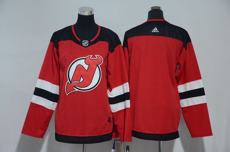 Women New Jersey Devils Blank Red Hockey Stitched Adidas NHL Jerseys